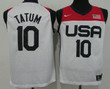 Men's Usa Basketball #10 Jayson Tatum 2021 White Tokyo Olympics Stitched Home Jersey Nba