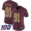 Redskins #91 Ryan Kerrigan Burgundy Red Alternate Women's Stitched Football 100Th Season Vapor Limited Jersey Nfl- Women's