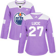 Adidas Edmonton Oilers #27 Milan Lucic Purple Fights Cancer Women's Stitched Nhl Jersey Nhl- Women's