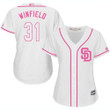 Padres #31 Dave Winfield White Pink Fashion Women's Stitched Baseball Jersey Mlb- Women's