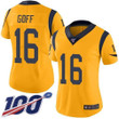 Nike Rams #16 Jared Goff Gold Women's Stitched Nfl Limited Rush 100Th Season Jersey Nfl- Women's