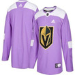Personalize Jersey Men's Vegas Golden Knights Purple Pink Custom Adidas Hockey Fights Cancer Practice Jersey NHL