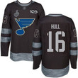 Men's St. Louis Blues #16 Brett Hull Black 1917-2017 100Th Anniversary 2019 Stanley Cup Final Bound Stitched Hockey Jersey Nhl