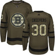 Adidas Bruins #30 Gerry Cheevers Green Salute To Service Stitched Nhl Jersey Nhl