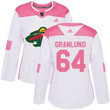Adidas Minnesota Wild #64 Mikael Granlund White Pink Fashion Women's Stitched Nhl Jersey Nhl- Women's