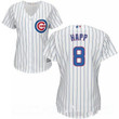 Women's Chicago Cubs #8 Ian Happ White Home Stitched MLB Majestic Cool Base Jersey MLB- Women's