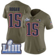 #15 Limited Chris Hogan Olive Nike Nfl Women's Jersey New England Patriots 2017 Salute To Service Super Bowl Liii Bound Nfl