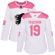 Adidas Calgary Flames #19 Matthew Tkachuk White Pink Authentic Fashion Women's Stitched Nhl Jersey Nhl- Women's