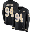 Nike Saints #94 Cameron Jordan Black Team Color Men's Stitched Nfl Limited Therma Long Sleeve Jersey Nfl