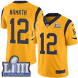 #12 Limited Joe Namath Gold Nike Nfl Men's Jersey Los Angeles Rams Rush Vapor Untouchable Super Bowl Liii Bound Nfl