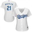 Women's Los Angeles Dodgers #21 Walker Buehler Player White Cool Base Home Jersey Mlb- Women's
