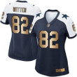 Nike Cowboys #82 Jason Witten Navy Blue Thanksgiving Throwback Women's Stitched Nfl Elite Gold Jersey Nfl- Women's