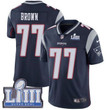 #77 Limited Trent Brown Navy Blue Nike Nfl Home Youth Jersey New England Patriots Vapor Untouchable Super Bowl Liii Bound Nfl