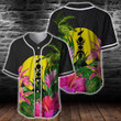 New Caledonia Hibiscus Coconut Baseball Jersey | Colorful | Adult Unisex | S - 5Xl Full Size - Baseball Jersey Lf