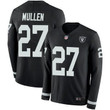 Raiders #27 Trayvon Mullen Black Team Color Men's Stitched Football Limited Therma Long Sleeve Jersey Nfl