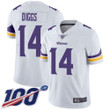 Vikings #14 Stefon Diggs White Men's Stitched Football 100Th Season Vapor Limited Jersey Nfl
