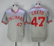 Men's Cincinnati Reds #47 Johnny Cueto Gray Pullover 2013 Cooperstown Collection Stitched Mlb Majestic Jersey Mlb