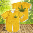 Minimalist Real Marijuana Leaf Awesome 420 Baseball Jersey | Colorful | Adult Unisex | S - 5Xl Full Size - Baseball Jersey Lf