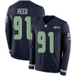 Seahawks #91 Jarran Reed Steel Blue Team Color Men's Stitched Football Limited Therma Long Sleeve Jersey Nfl