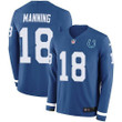Nike Colts #18 Peyton Manning Royal Blue Team Color Men's Stitched Nfl Limited Therma Long Sleeve Jersey Nfl