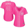 Cubs #41 John Lackey Pink Fashion Women's Stitched Baseball Jersey Mlb- Women's
