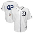 Men's Detroit Tigers Majestic White 42 Jackie Robinson Day Official Cool Base Jersey Mlb