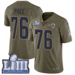 #76 Limited Orlando Pace Olive Nike Nfl Men's Jersey Los Angeles Rams 2017 Salute To Service Super Bowl Liii Bound Nfl