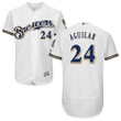 Milwaukee Brewers 24 Jesus Aguilar White Flexbase Authentic Collection Stitched Baseball Jersey Mlb