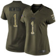 Panthers #1 Cam Newton Green Women's Stitched Football Limited 2015 Salute To Service Jersey Nfl- Women's