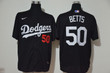 Men's Los Angeles Dodgers #50 Mookie Betts Black Stitched Mlb Cool Base Nike Jersey Mlb