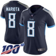 Nike Titans #8 Marcus Mariota Navy Blue Team Color Women's Stitched Nfl 100Th Season Vapor Limited Jersey Nfl- Women's