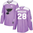 Adidas Blues #28 Kyle Brodziak Purple Fights Cancer Stitched Nhl Jersey Nhl