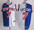 New York Knicks #7 Carmelo Anthony Revolution 30 Swingman Blue/White Two Tone Jersey Nba