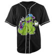 Reptar Pot Head Rugrats Unisex Buttoned Baseball Jersey Black Shirt | Cotton Short Sleeve Baseball Jersey Shirt Baseball Jersey Lf