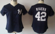 New York Yankees #42 Mariano Rivera Navy Blue Womens Jersey MLB- Women's