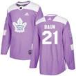 Adidas Maple Leafs #21 Bobby Baun Purple Fights Cancer Stitched Nhl Jersey Nhl