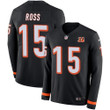 Nike Bengals #15 John Ross Black Team Color Men's Stitched Nfl Limited Therma Long Sleeve Jersey Nfl