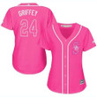 Mariners #24 Ken Griffey Pink Fashion Women's Stitched Baseball Jersey Mlb- Women's