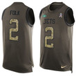 Men's New York Jets #2 Nick Folk Green Salute To Service Hot Pressing Player Name & Number Nike Nfl Tank Top Jersey Nfl