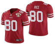 Men's San Francisco 49Ers #80 Jerry Rice Red 75Th Anniversary Patch 2021 Vapor Untouchable Stitched Nike Limited Jersey Nfl