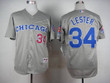 Men's Chicago Cubs #34 Jon Lester 1990 Turn Back The Clock Gray Jersey With 1990 All-Star Patch Mlb