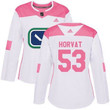 Adidas Vancouver Canucks #53 Bo Horvat White Pink Fashion Women's Stitched Nhl Jersey Nhl- Women's