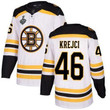 Men's Boston Bruins #46 David Krejci White Road 2019 Stanley Cup Final Bound Stitched Hockey Jersey Nhl