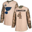 Blues #4 Carl Gunnarsson Camo 2017 Veterans Day Stanley Cup Champions Stitched Hockey Jersey Nhl