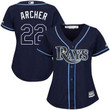 Rays #22 Chris Archer Dark Blue Alternate Women's Stitched Baseball Jersey Mlb- Women's