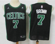 Men's Boston Celtics #7 Jaylen Brown Black 2021 Brand Jordan Swingman Stitched Nba Jersey With New Sponsor Logo Nba