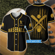 Baseball Symbols And Us Flag Unisex Buttoned Baseball Jersey Vintage Yellow Shirt | Cotton Short Sleeve Baseball Jersey Shirt Baseball Jersey Lf