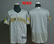 Men's Milwaukee Brewers Blank Grey Stitched Mlb Flex Base Nike Jersey Mlb