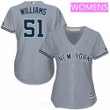 Women's New York Yankees #51 Bernie Williams Retired Gray Road Stitched Mlb Majestic Cool Base Jersey Mlb- Women's