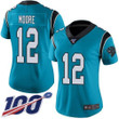 Nike Panthers #12 Dj Moore Blue Women's Stitched Nfl Limited Rush 100Th Season Jersey Nfl- Women's